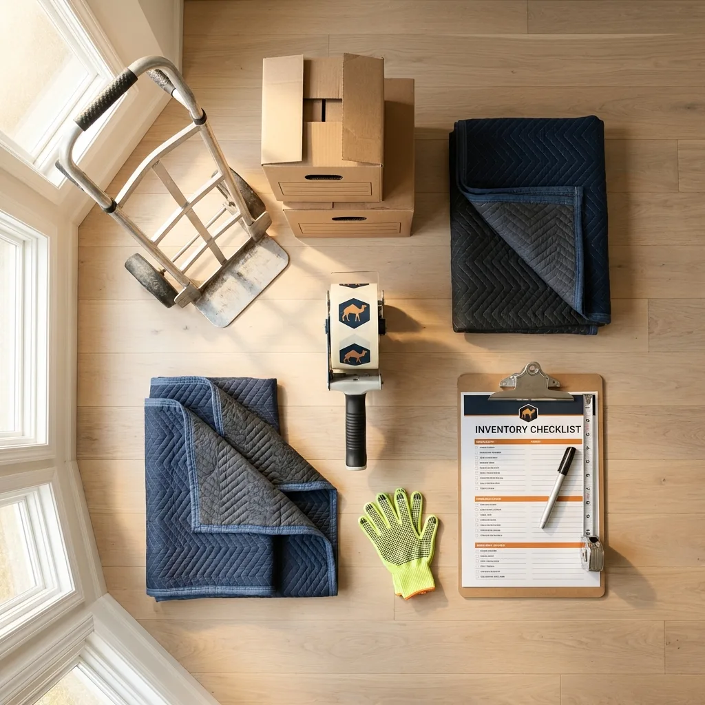 Professional moving supplies and packing materials layout for Hoosick Falls residential relocations
